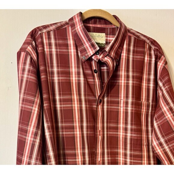 Cabela’s Outfitter Series Button Down Shirt Men’s Size XL Red Long Sleeve Plaid - Picture 1 of 10